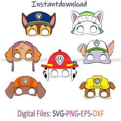 Paw Patrol Masks SVG, Paw Patrol SVG Birthday, Paw Patrol PNG, cricut file, Instantdownload