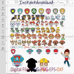paw patrol svg, paw patrol svg for cricut, paw patrol svg birthday, paw patrol png transparent, instantdownload, png dxf