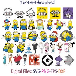 Minions Bundle SVG, Minion SVG Cricut, Minion Shirt SVG, Minion Silhouette PNG, Minion Face, Instantdownload, Png Dxf