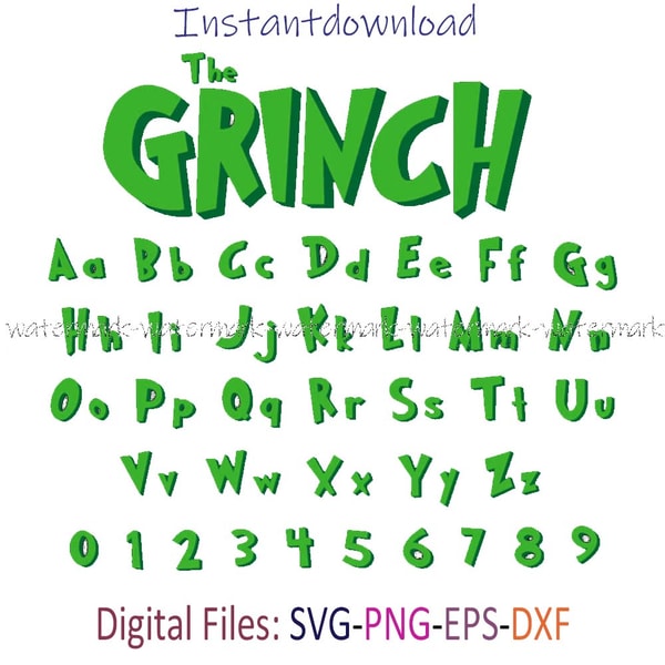 Grinch Font SVG, Grinch Alphabet svg, Grinch svg, Grinch Fon Inspire