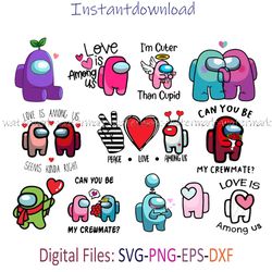 among us valentines svg, cricut, png for shirt, instantdownload