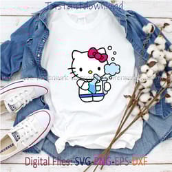 cute hello kitty scientist image svg png eps, instantdownload