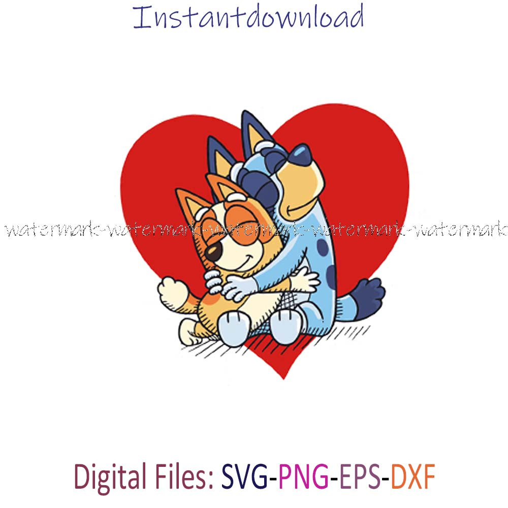 Adorable Bluey and Bingo Heelers Hugging in a Heart.jpg