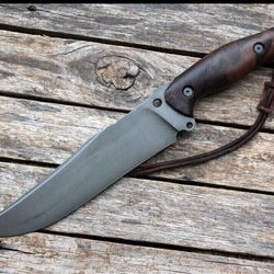 Hand-Forged Carbon Steel Rosewood Hunting Bowie Knives with Sheaths