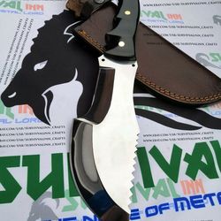 handcrafted d2 steel swiss saw hunting tracker knife with fixed blade