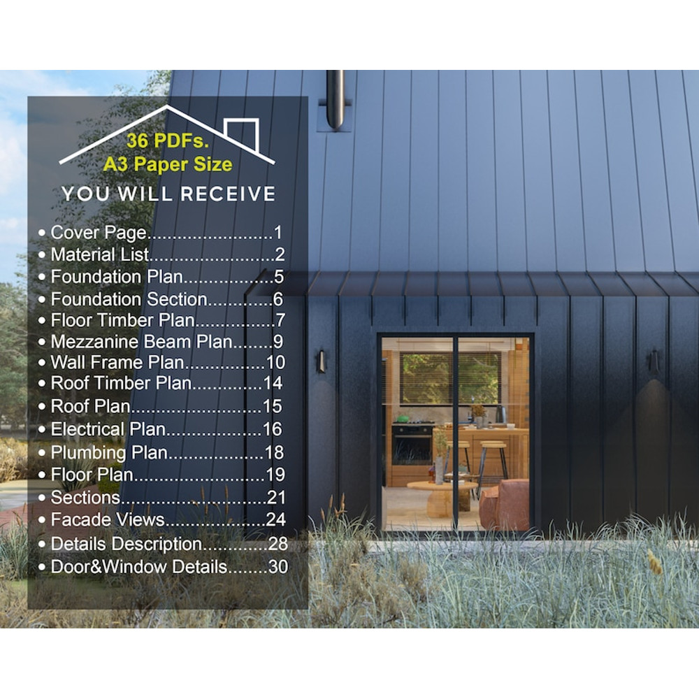 20 X 28 AFrame Cabin DIY Plans Large Modern House 800sq Blueprints 6