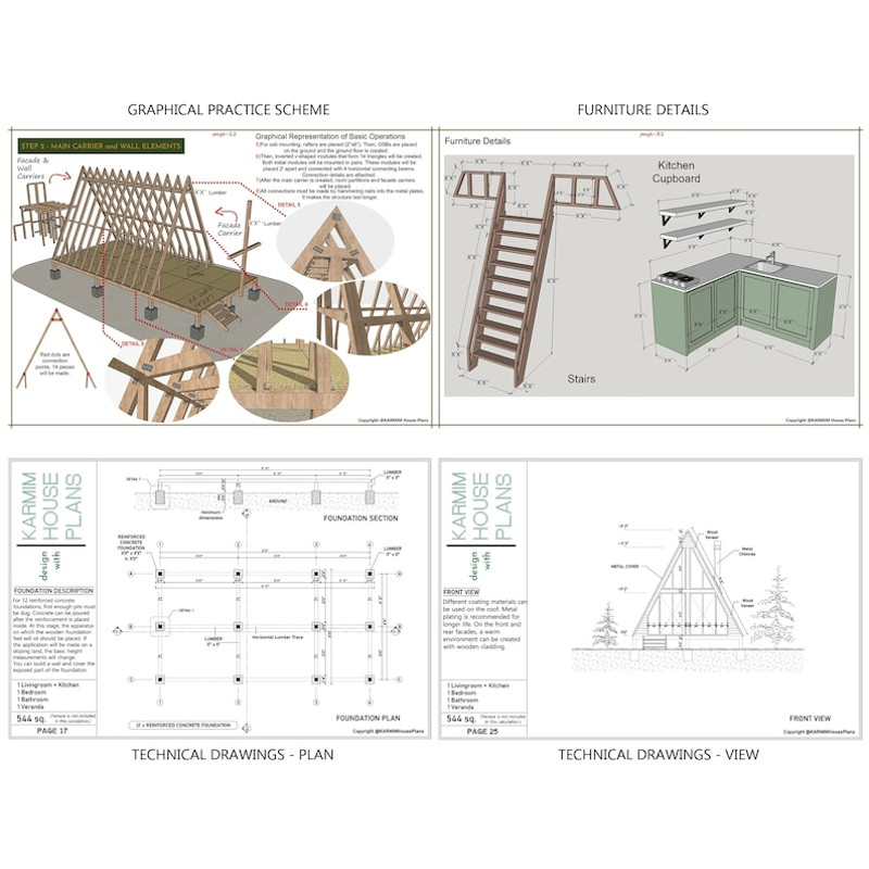 Modern House Plans AFrame Floor Plans 16 X 24 AFrame Blueprint 2
