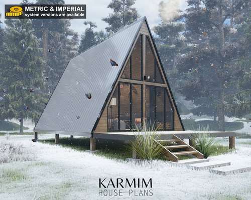 Modern House Plans, A-Frame Floor Plans, 16 x 24 A-Frame Blueprint