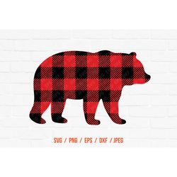 Bear Buffalo, Plaid SVG, Bear Vector File, Bear Clipart