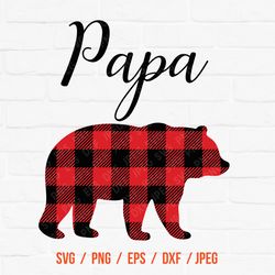 Papa Bear, Buffalo Cut FileBear Buffalo, Plaid SVG, Bear Vector File, Bear Clipart