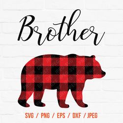 Brother Bear, Buffalo Cut FileBear Buffalo, Plaid SVG, Bear Vector File, Bear Clipart