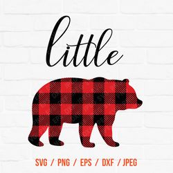 Little Bear, Buffalo Cut FileBear Buffalo, Plaid SVG, Bear Vector File, Bear Clipart, Baby bear svg