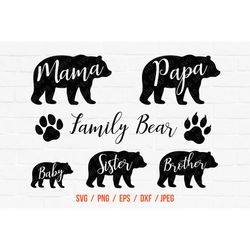 Family Bear, Bear Vector File, Bear Clipart, mama bear svg, papa bear, baby bear svg