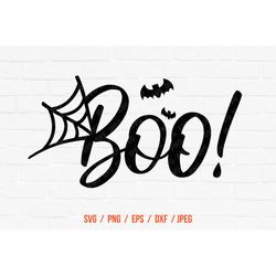 Boo Svg, Halloween Svg, Boo Shirt Sign, Cricut Downloads, Silhouette Designs, Trick-or-treat Svg, Spider Web Svg, Bats