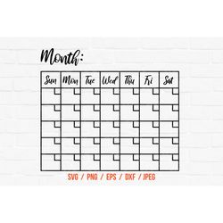 Calendar with notes Svg, Home Office Decor, Monthly Calendar Cut File, Calendar Downloadable, Laser cut