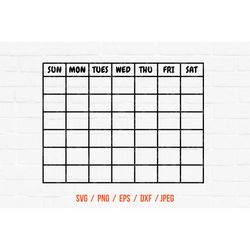 Monthly Calendar svg, Home Office Decor, Monthly Calendar Cut File, Calendar Downloadable, Laser cut