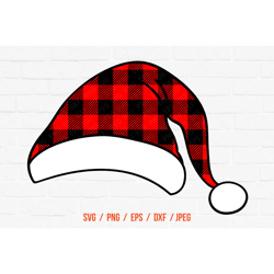 Santa Hat Svg Merry Christmas Svg Christmas Svg Hat Svg Silhouette Designs Svg Cut Files Christmas Svg, buffalo plaid