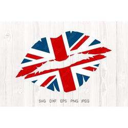 UK Flag Girl Lips Kiss svg