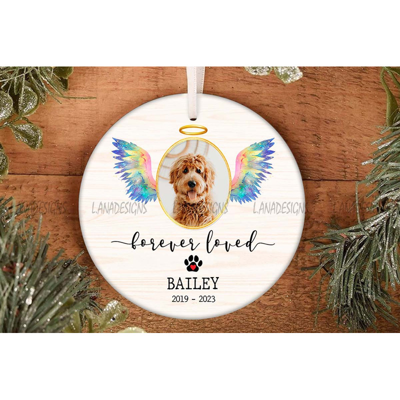 Forever Loved Dog Memory Ornament PNG Dog Memorial Photo Christmas Ornament PNG Pet Memorial Png Ca 0