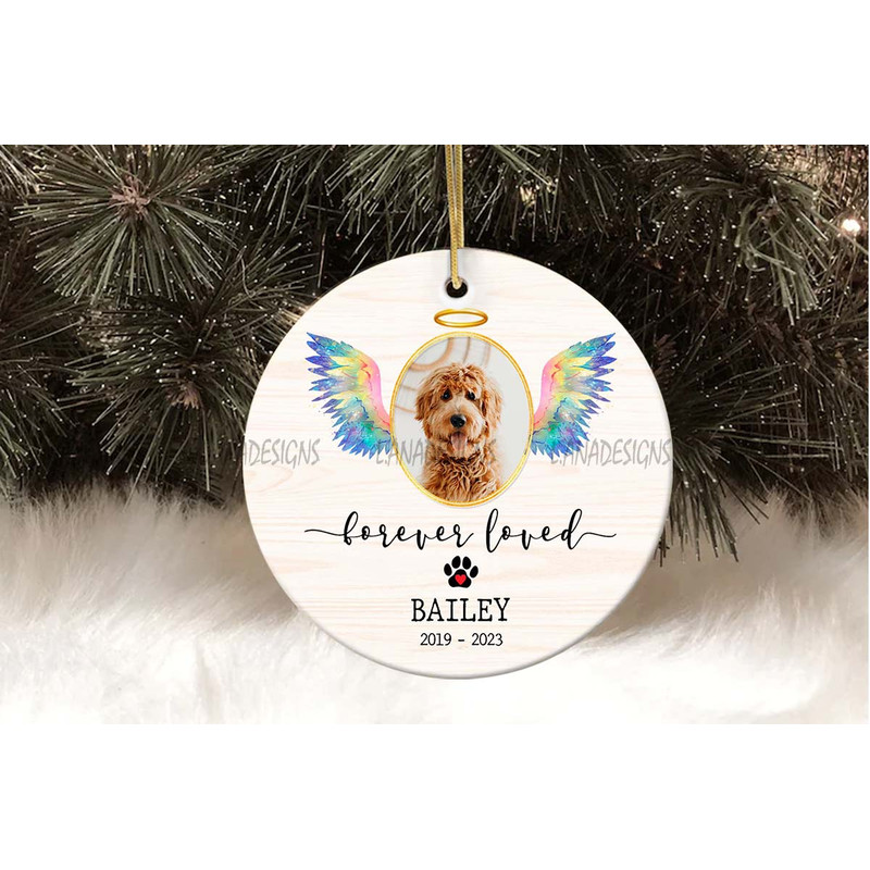Forever Loved Dog Memory Ornament PNG Dog Memorial Photo Christmas Ornament PNG Pet Memorial Png Ca 1