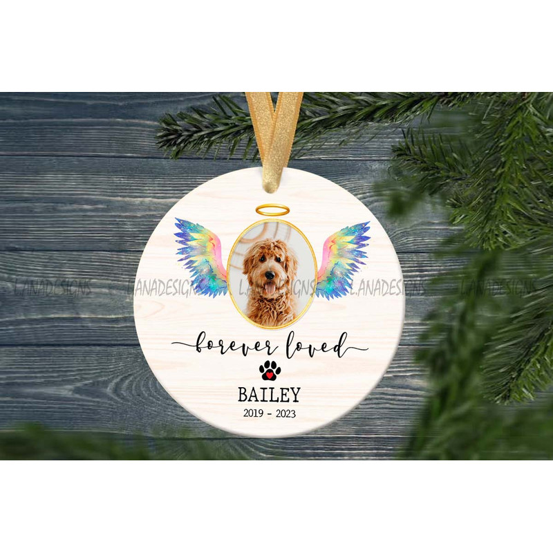 Forever Loved Dog Memory Ornament PNG Dog Memorial Photo Christmas Ornament PNG Pet Memorial Png Ca 2