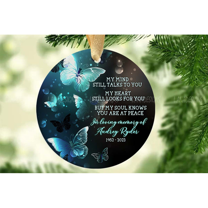 In Loving Of Memory Of Mom Dad Ornament Png Butterfly Memorial Ornament PNG Ready Print Grandma Sym 1