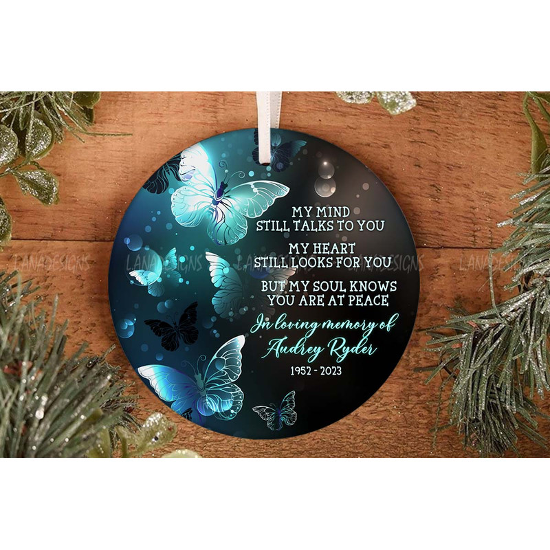 In Loving Of Memory Of Mom Dad Ornament Png Butterfly Memorial Ornament PNG Ready Print Grandma Sym 0