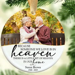 mom dad in heaven memorial ornament png, photo memory ornament download, loss of mother father remembrance ornament png