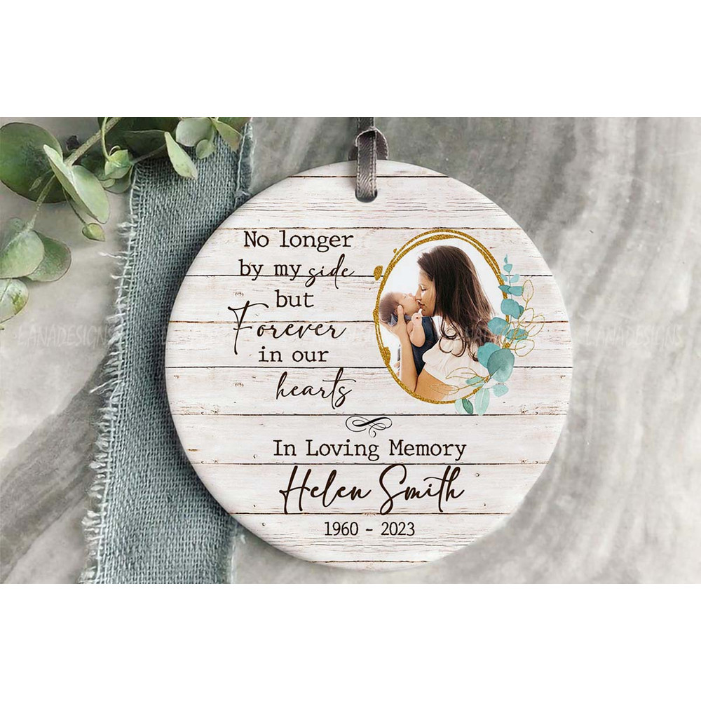 Grandma Mom Loss Memorial Ornament PNG Loss Of Loved One Christmas Round Ornament PNG Add Photo Mem 0