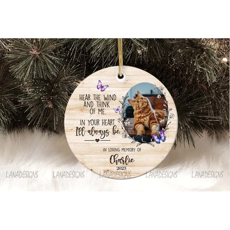 Loss Of Cat Christmas Ornament PNG Pet Memorial Ornament With Photo Sublimation Png In Loving Memor 1