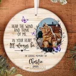 loss of cat christmas ornament png, pet memorial ornament with photo sublimation png, in loving memory dog ornament png