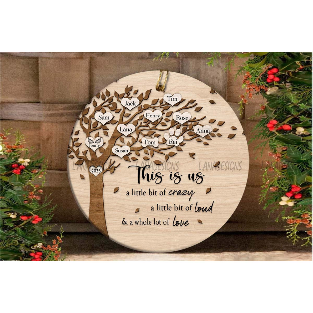 This Is Us Family Christmas Ornament PNG Family Member Names Xmas Ornament Sublimation PNG Ornament 1