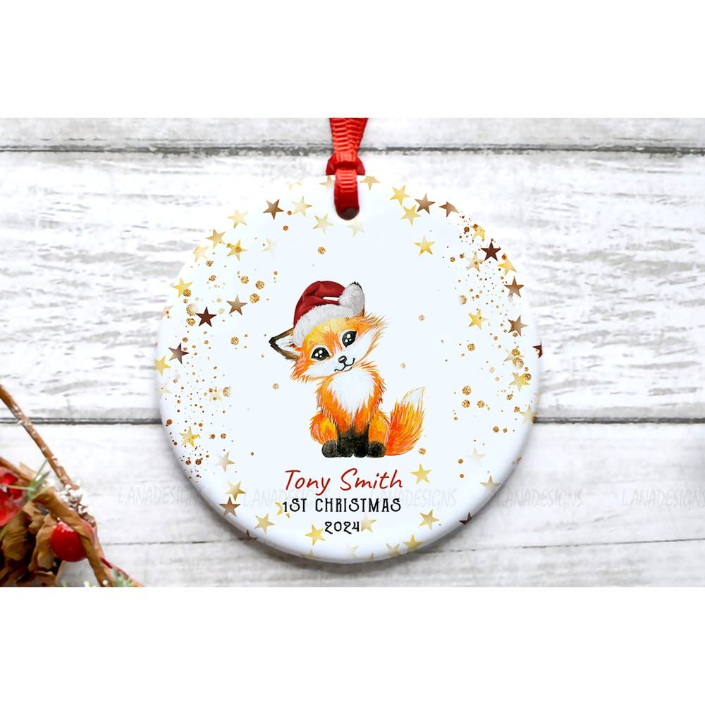 Baby 1st Christmas Ornament PNG Baby Fox First Xmas Ornament Png New Baby Boy Girl Ornament Sublima