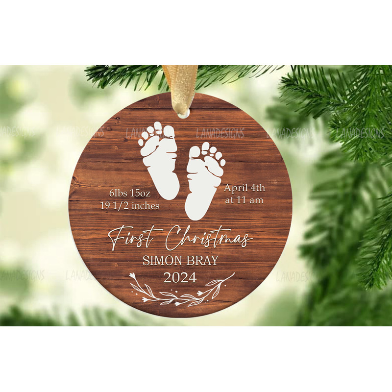 New Baby First Christmas Birth Stat Announcement Ornament Png Newborn 1st Christmas Keepsake Png Ba 6