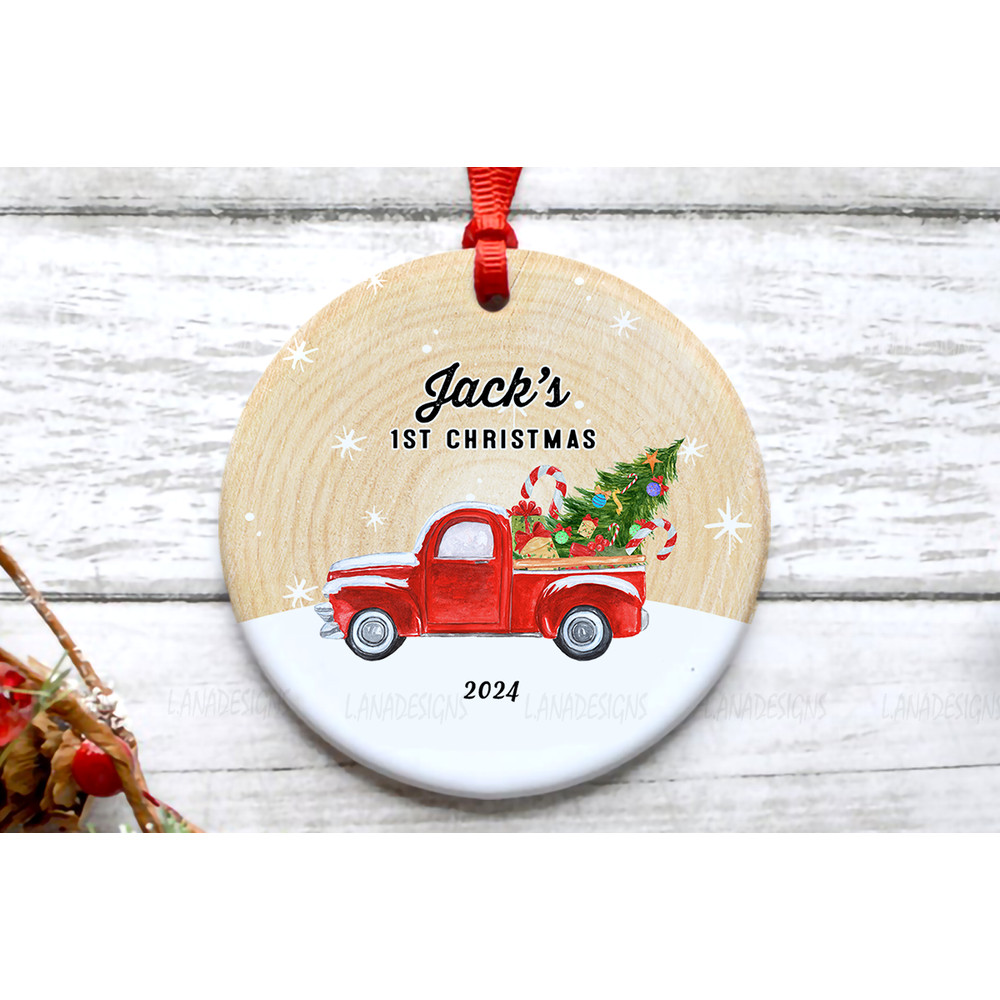 Babys First Christmas Ornament Round Ornament PNG Newborn Ornament Png Babys 1st Xmas Ornament With 0