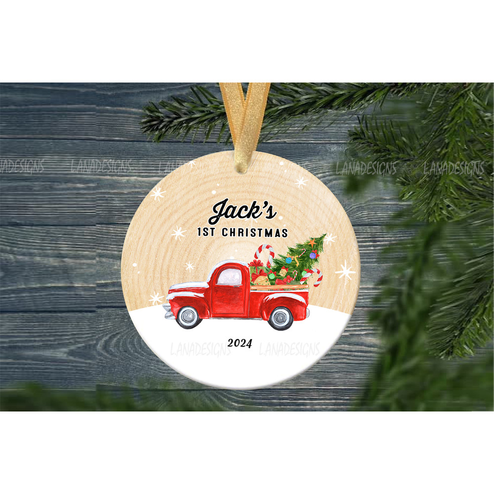 Babys First Christmas Ornament Round Ornament PNG Newborn Ornament Png Babys 1st Xmas Ornament With 1