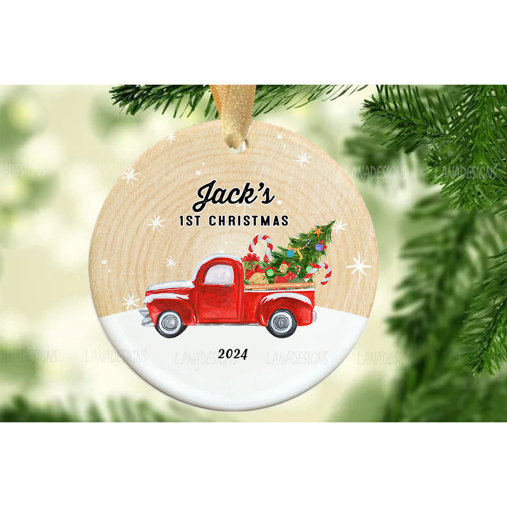 Babys First Christmas Ornament Round Ornament PNG Newborn Ornament Png Babys 1st Xmas Ornament With 2