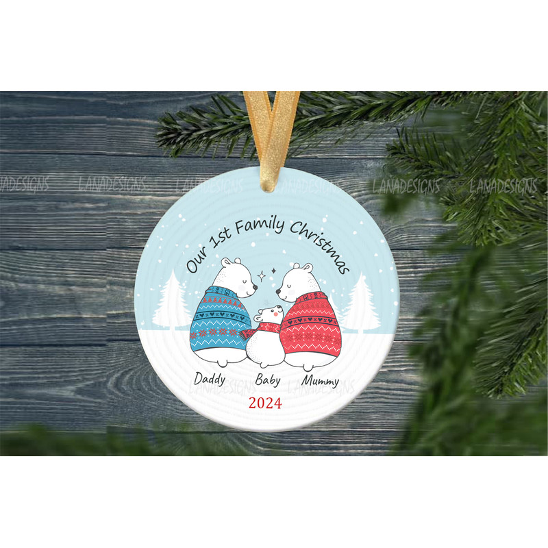 Our First Family Christmas Ornament PNG Baby 1st Christmas As Family Of 3 Ornament Png New Baby 1st 1