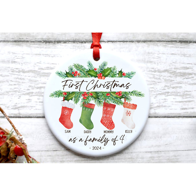 First Christmas As A Family Of Four Ornament PNG Baby 1st Xmas Ornament Png New Baby Family Of 4 Or 0