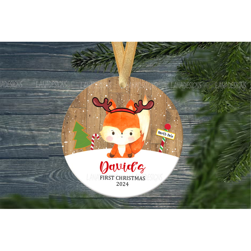 Babys First Christmas Ornament PNG Newborn Baby Boy Girl Name 1st Xmas Ornament Png New Mom Dad Orn 1