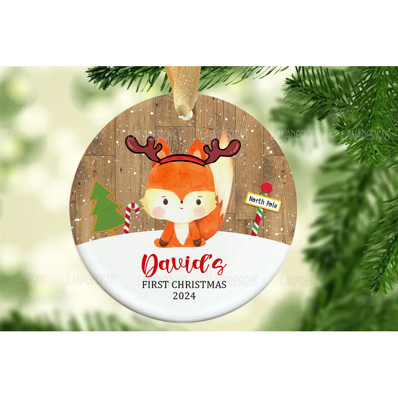 Babys First Christmas Ornament PNG Newborn Baby Boy Girl Name 1st Xmas Ornament Png New Mom Dad Orn 2