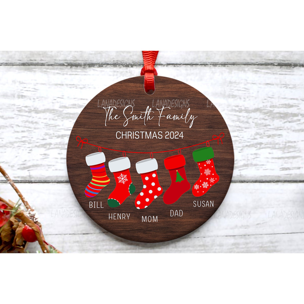 Family Name Christmas Ornament PNG Stocking Family Ornament Png Ornament With Family Of 5 Family Of 0