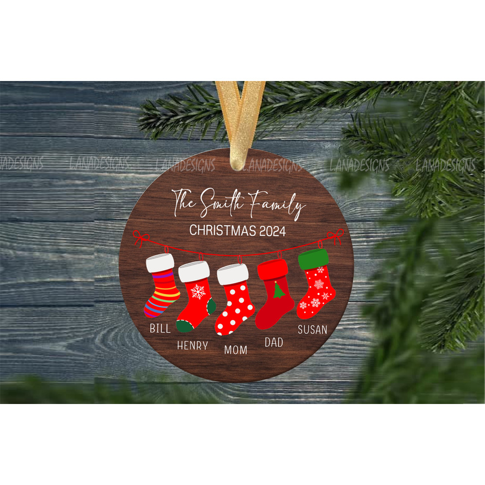 Family Name Christmas Ornament PNG Stocking Family Ornament Png Ornament With Family Of 5 Family Of 1