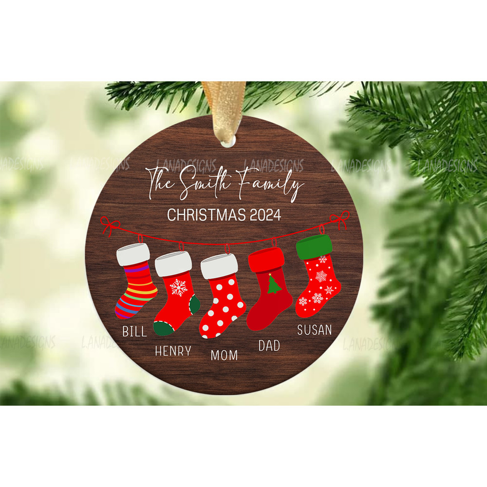 Family Name Christmas Ornament PNG Stocking Family Ornament Png Ornament With Family Of 5 Family Of 2
