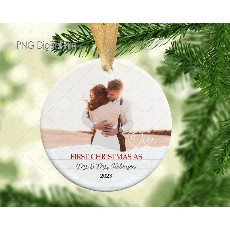 First Christmas As Mr Mrs Married Christmas Ornament Png Our 1st Xmas Newlywed Couple Photos Orname 0