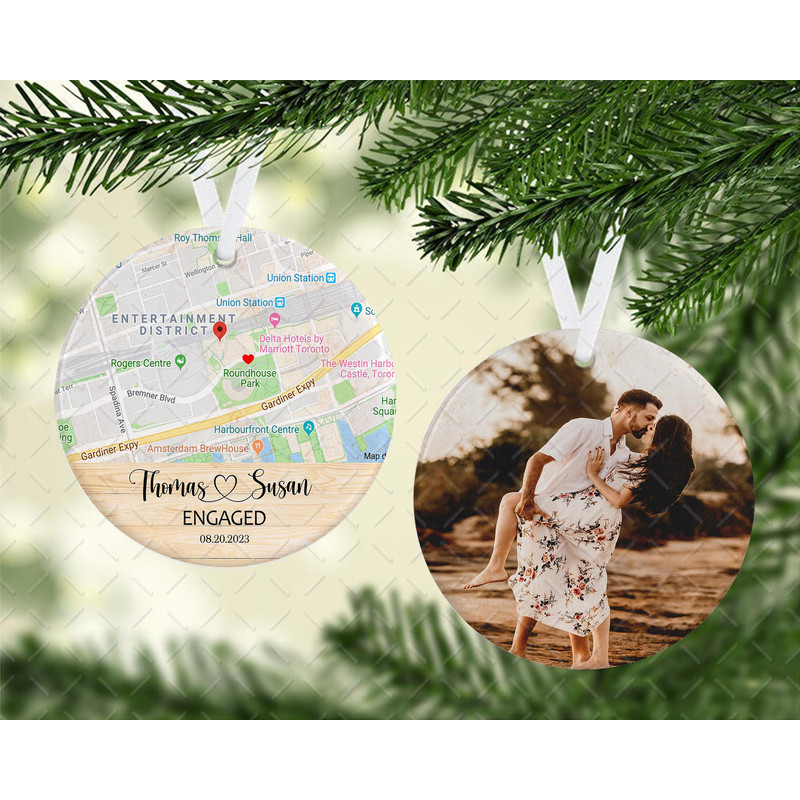 Engaged Couples Photo Christmas Ornament PNG Location Engagement Ornament Png Just Engaged Ornament 1