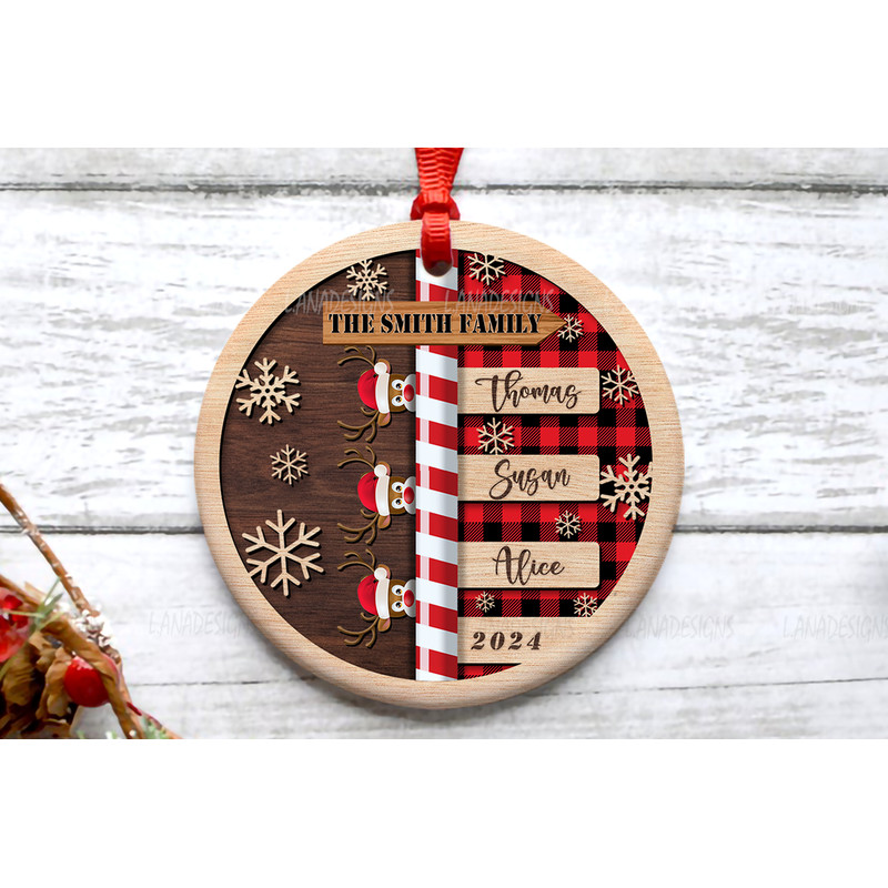 Family Christmas Ornament PNG Family Reindeer Christmas Ornament With Names Png Family Member Names 0