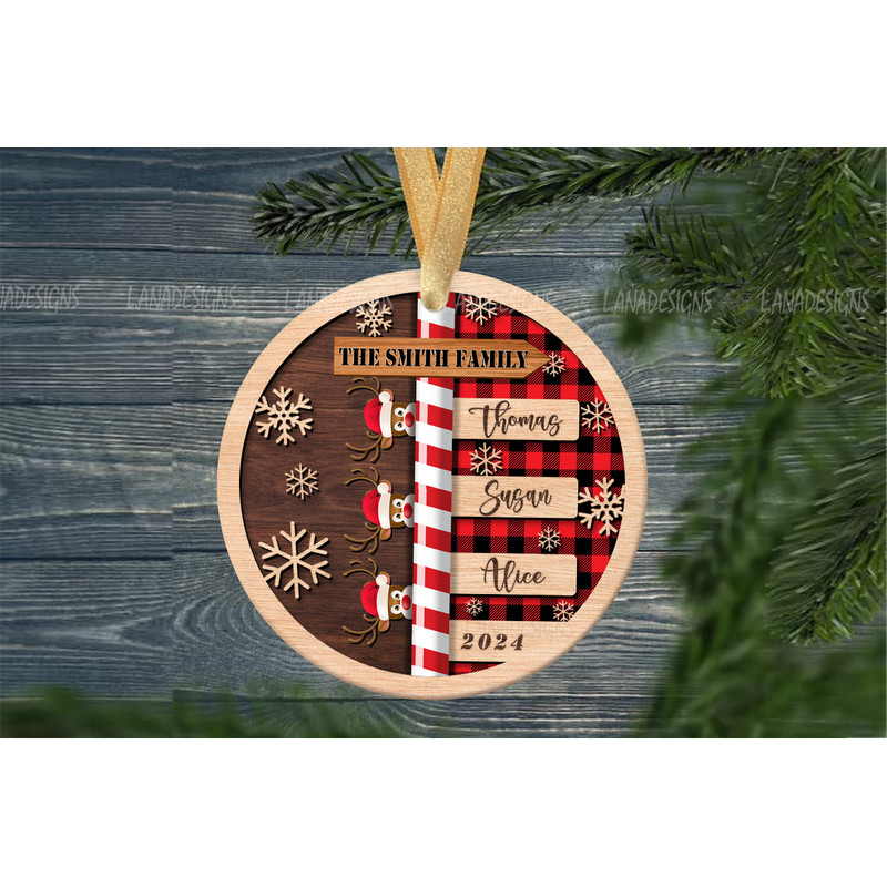Family Christmas Ornament PNG Family Reindeer Christmas Ornament With Names Png Family Member Names 1