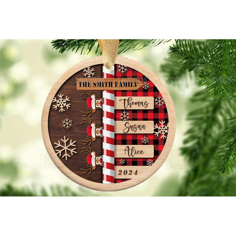 Family Christmas Ornament PNG Family Reindeer Christmas Ornament With Names Png Family Member Names 2