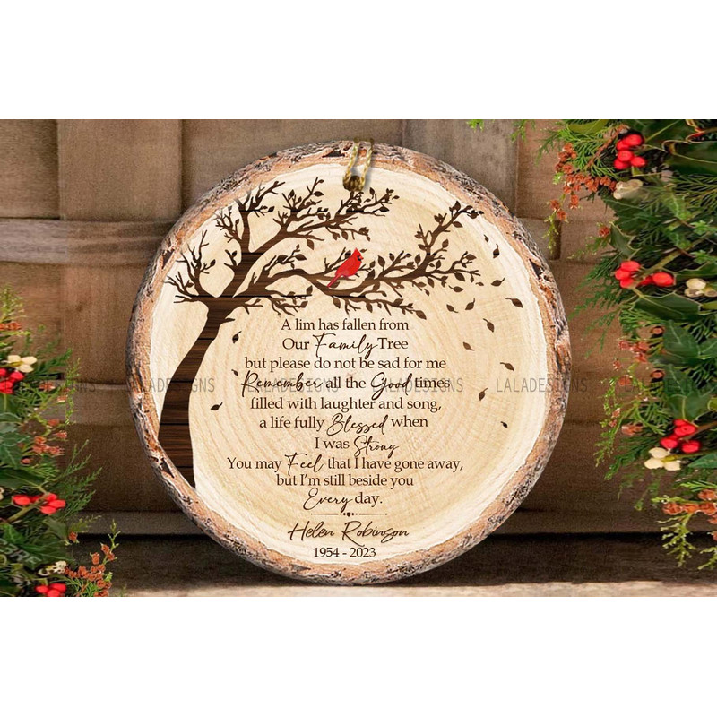 A Fallen Limb Family Tree Ornament PNG Family Memorial Ornament Sublimation Png Download Mom Grandm 1
